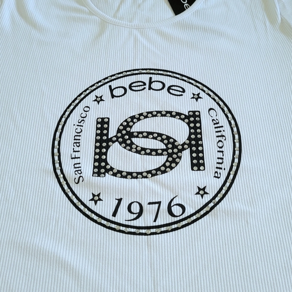 bebe White Ribbed Top - NWT - Picture 12 of 14